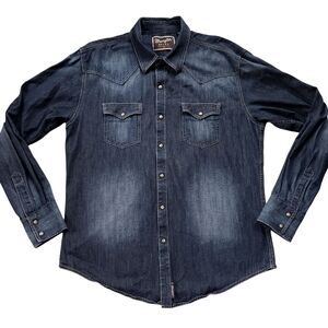 Wrangler Denim Retro Western Pearl Snap Button Long Sleeve Size XL